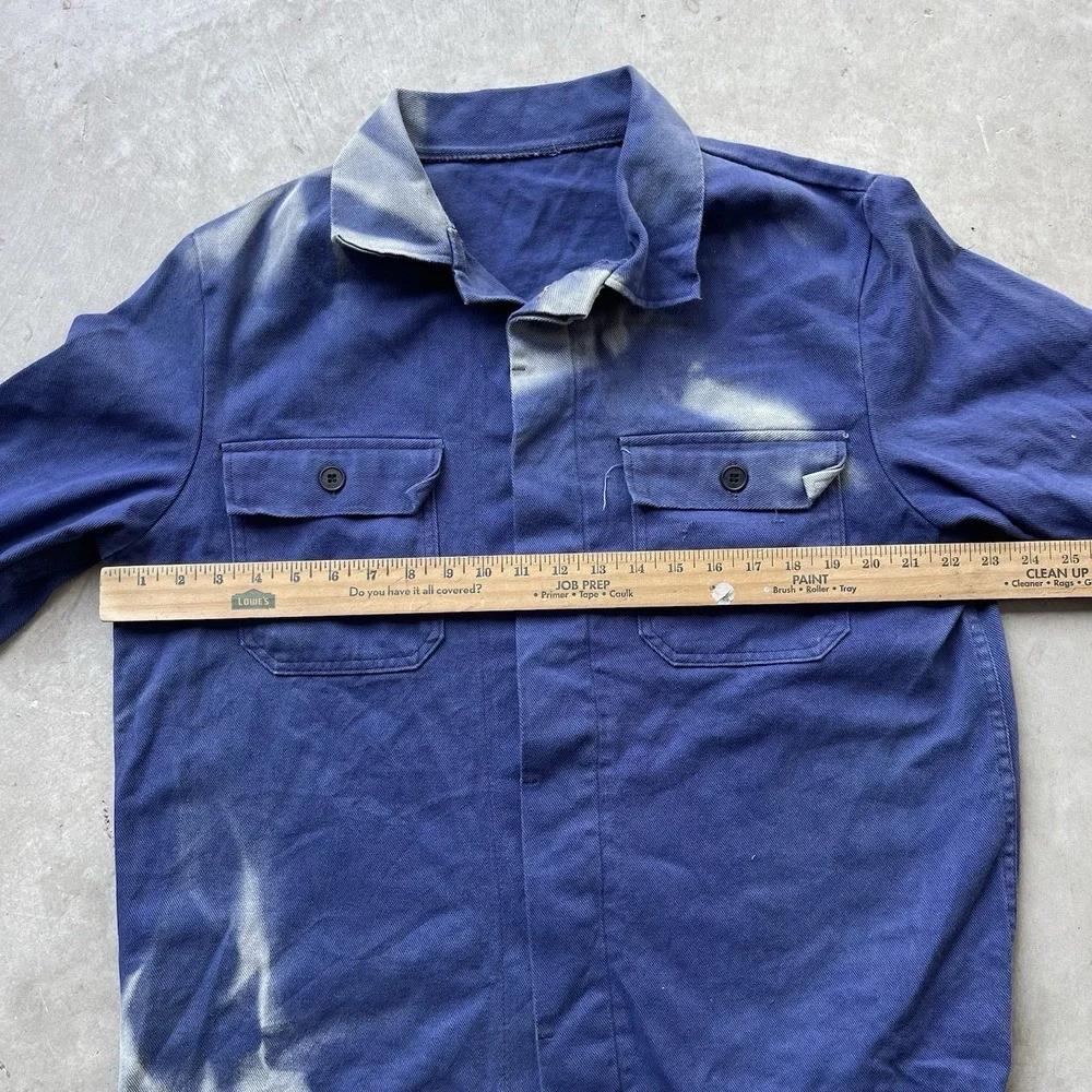 Vintage 60s French Workwear‎ Chore Jacket Two Pocket Distressed Faded Boxy 23x25